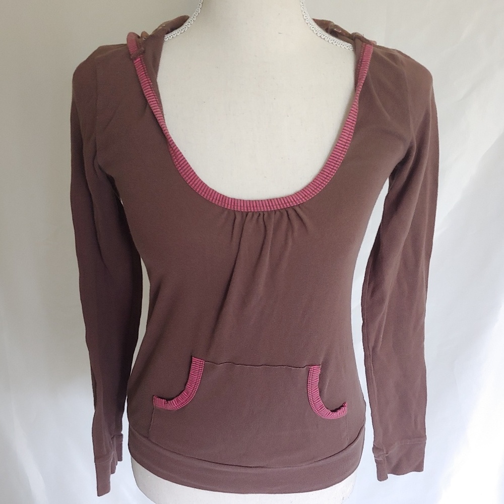 Blu Chic Brown and Pink Hoodie with Pockets